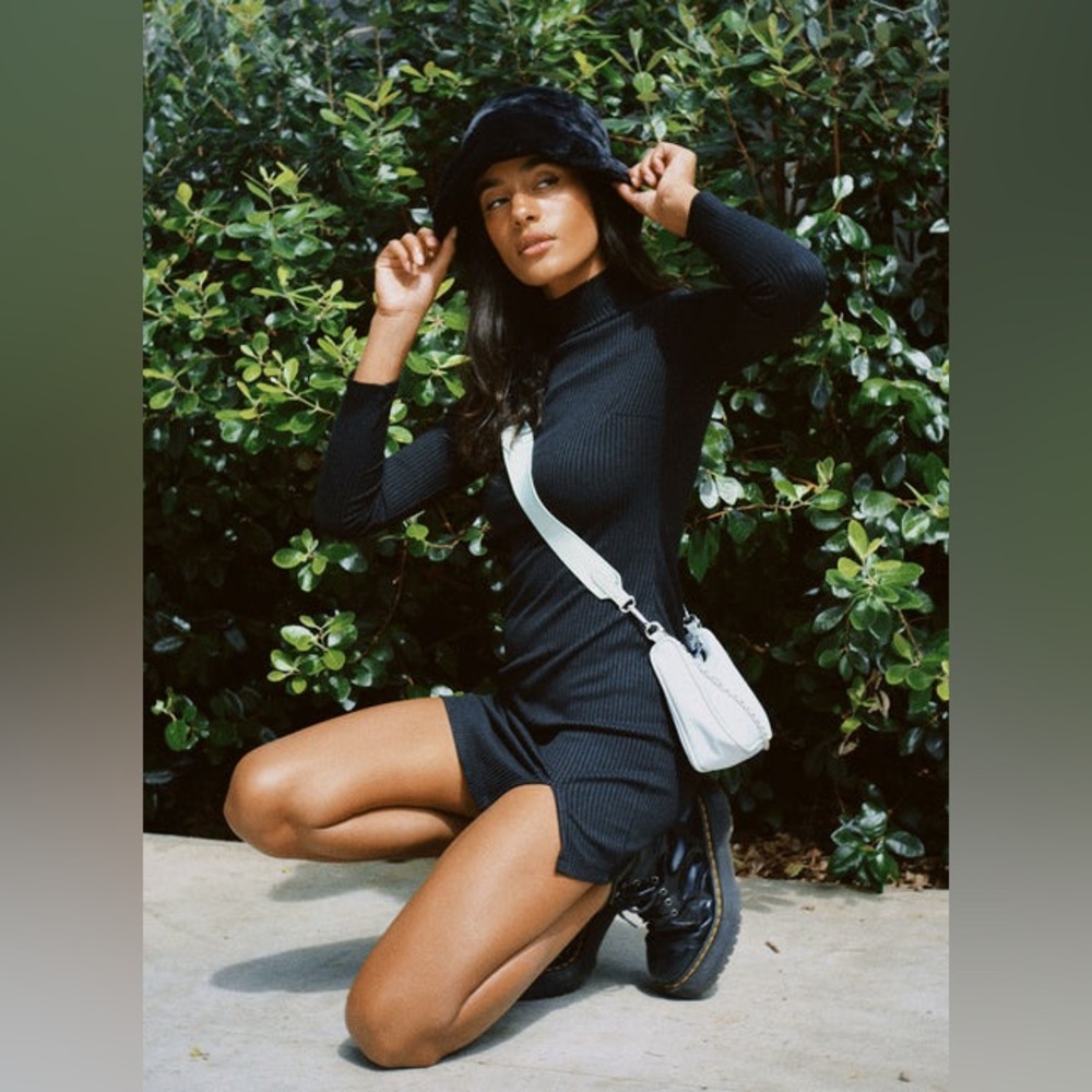 Princess Polly Kehlanae Ribbed Mini Dress in Black Mock Neck Size US 2 - Picture 7 of 15